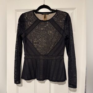 BCBG MaxAzria lace peplum top size M